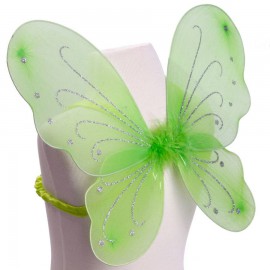 Light Green Butterfly Fairy Wings Silver Glitter