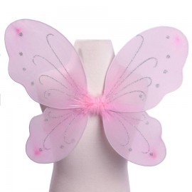 Light Pink Butterfly Fairy Wings Silver Glitter