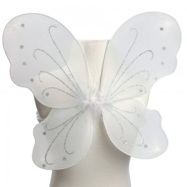 White Butterfly Wings Silver Glitter