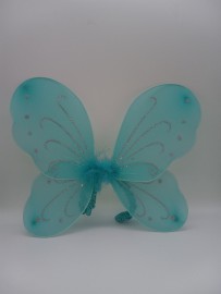 Teal Blue Butterfly Fairy Wings Silver Glitter
