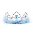 Silver Tiara Crown with Light Blue Feathers