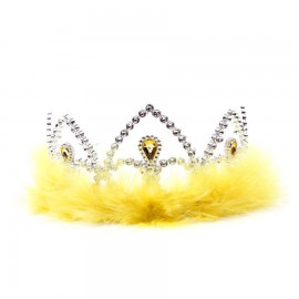Silver Tiara Crown with Yellow Feathers