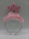 pink Princess head band with Heart stone light pink Feathers
