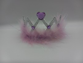 Silver Crown with Heart Stone and Lavender Feathers